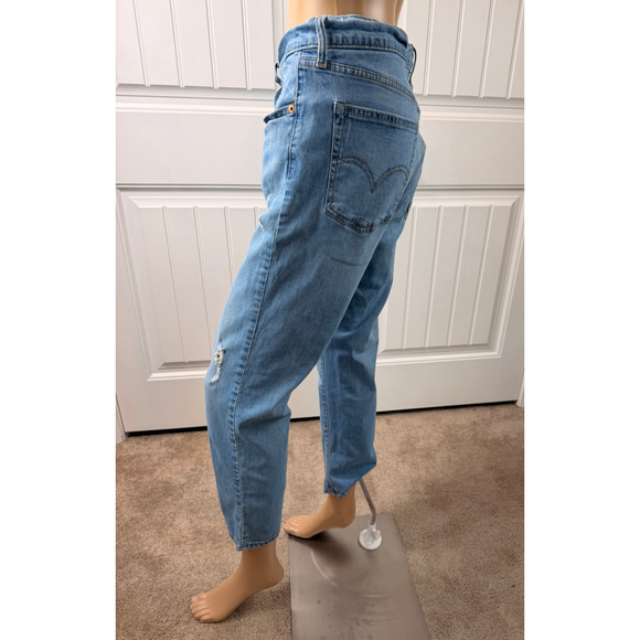 Women's Levi's Blue Distressed Boyfriend Jeans Sz 31 Minimalist 90s Inspired Y2K - Picture 11 of 16